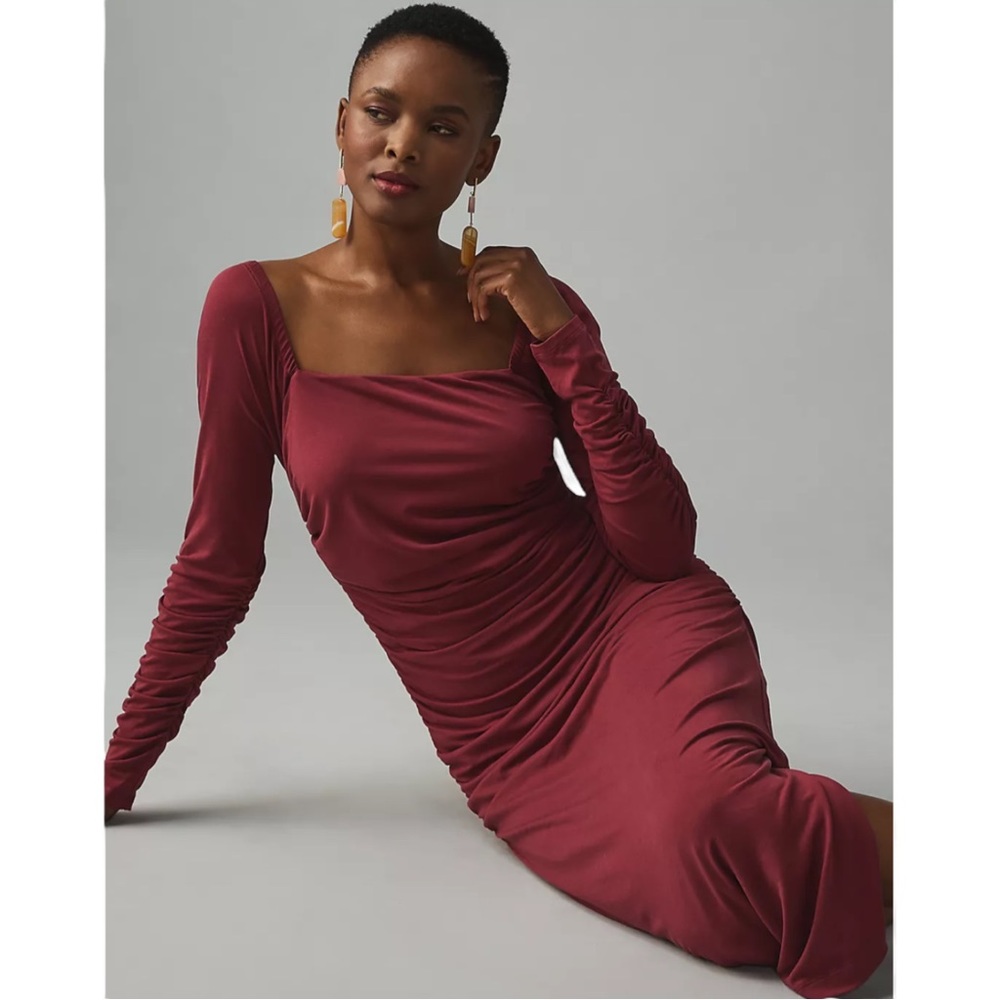 Anthropologie Burgundy Midi Dress